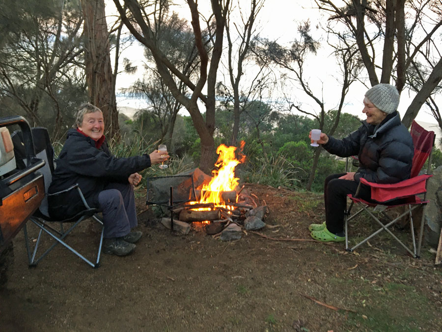 Happy Hour around the camp-fire.